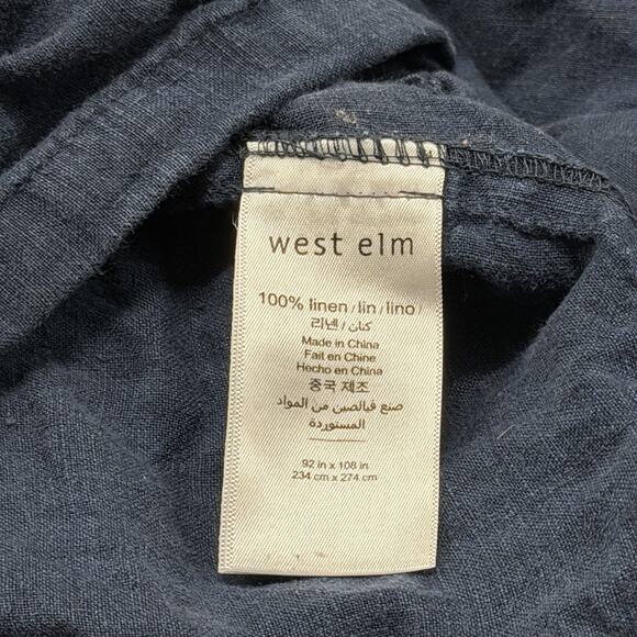 West Elm European Flax Linen Duvet Cover KING Slate Melange Blue 92x108In - Picture 2 of 4
